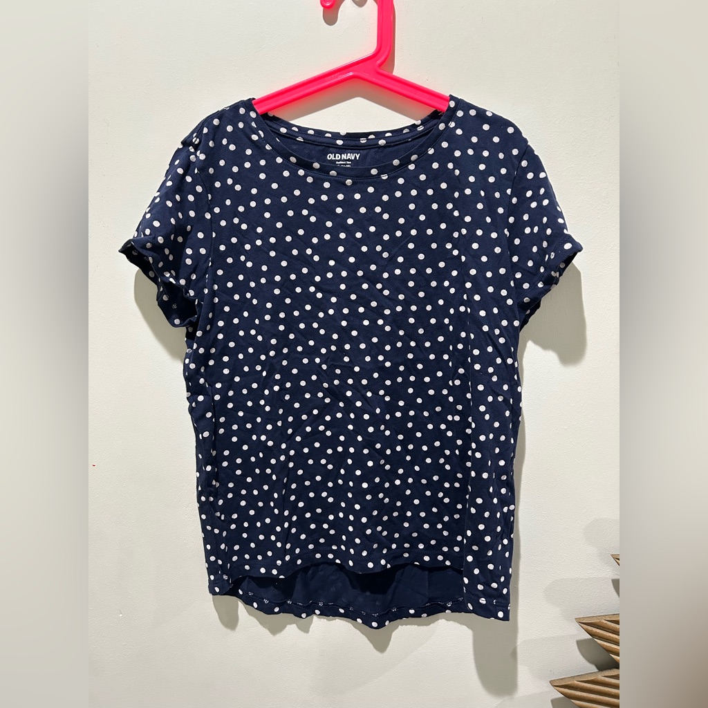 Navy Blue  White Polka Dot Tshirt
